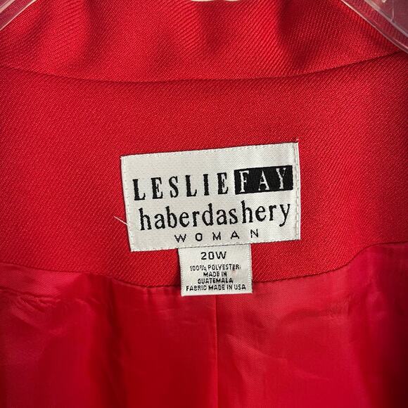 VTG LESLIE FAY HABERDASHERY | Red Single Breasted Classic Blazer | Women's 20W - Picture 6 of 8